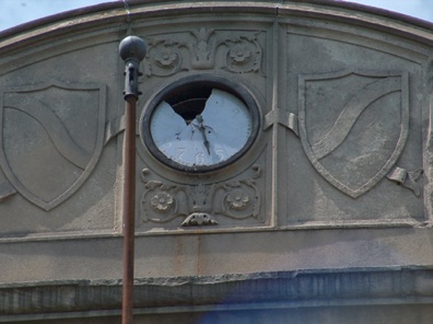 Broken Glass on Clock in front of school - Back to the Future Broken Glass on Clock in front of school - Back to the Future